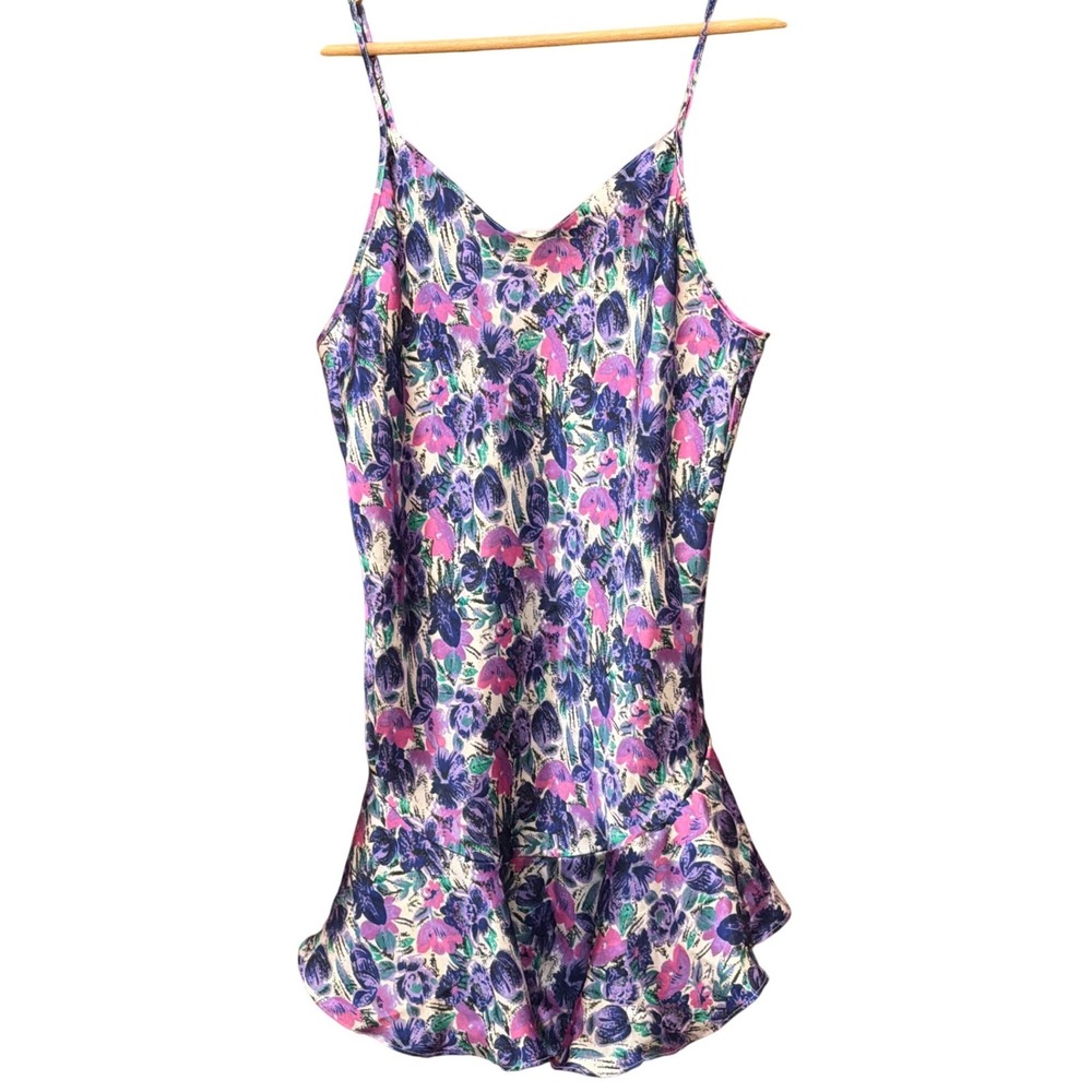 Vintage 90s Van Mar Floral Slip Dress Cottagecore Romantic Fairycore Purple S